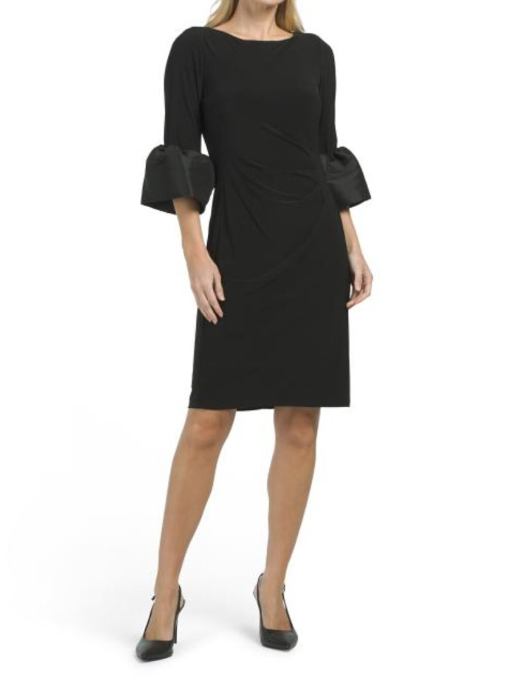 ADRIANNA PAPELL Long Sleeve Mixed Media Mini Cocktail Dress